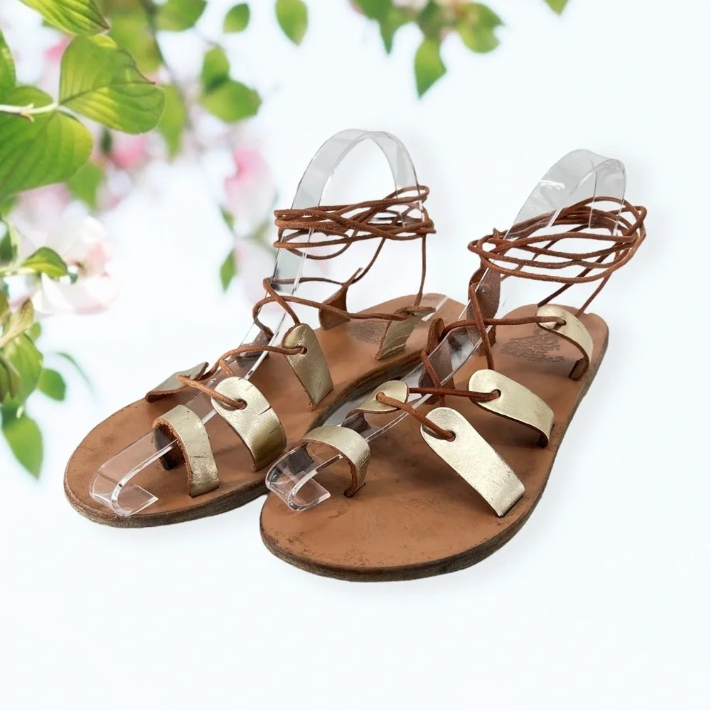 ANCIENT Greek Sandals Lace Up Gladiators - Picture 6 of 12